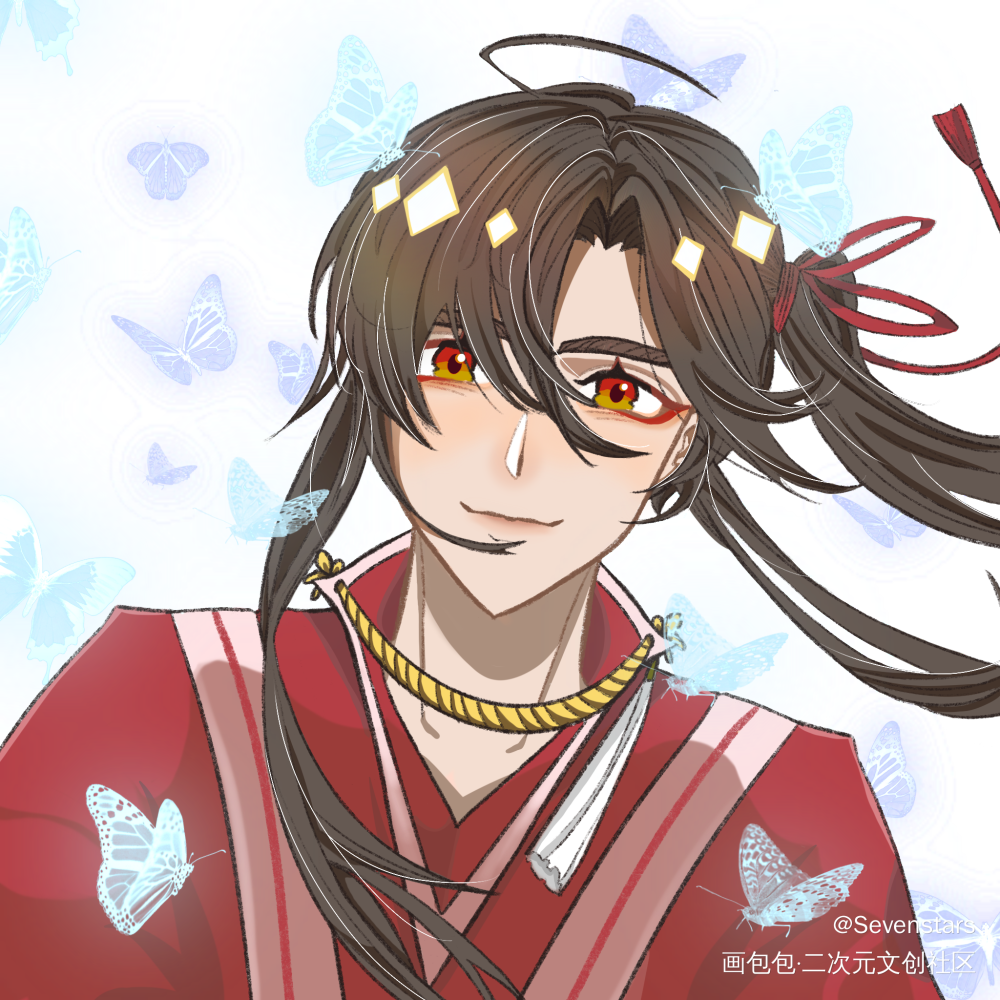 摸鱼_天官赐福花城平涂绘画作品