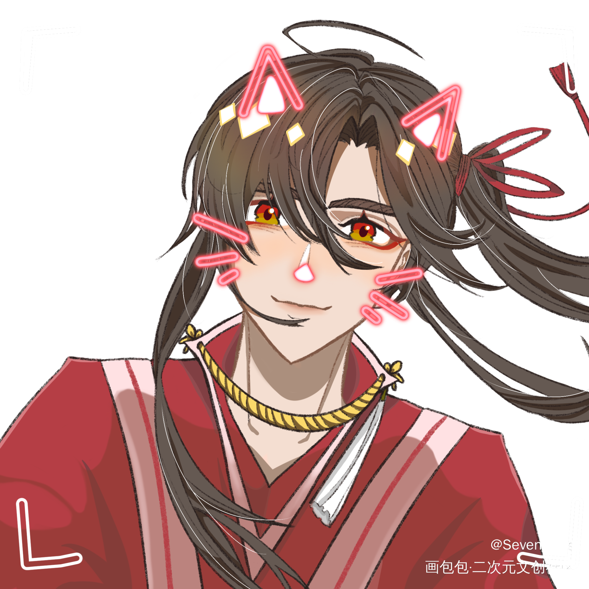 摸鱼_天官赐福花城平涂绘画作品