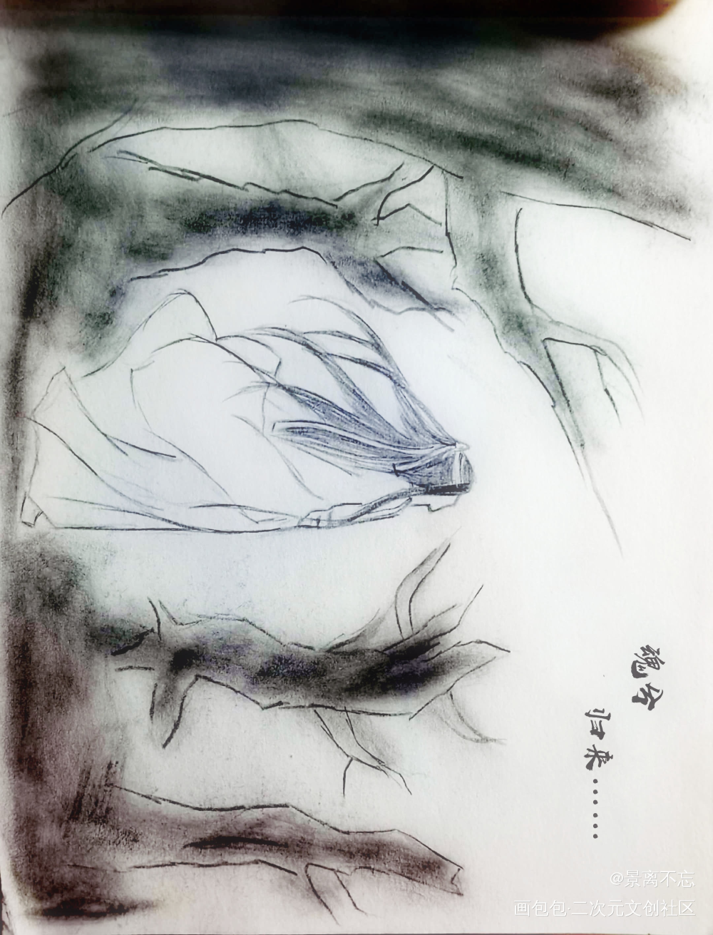 四张草稿_魔道祖师忘羡蓝忘机魏无羡手绘绘画作品