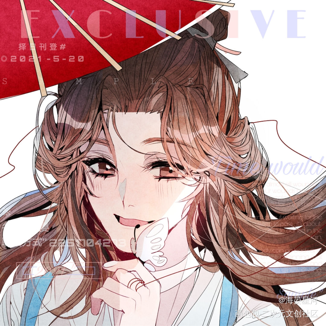 怜怜_天官赐福花怜谢怜古风平涂墨香铜臭绘画作品