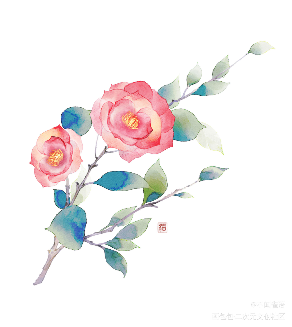 一个花_水彩板绘原创绘画作品