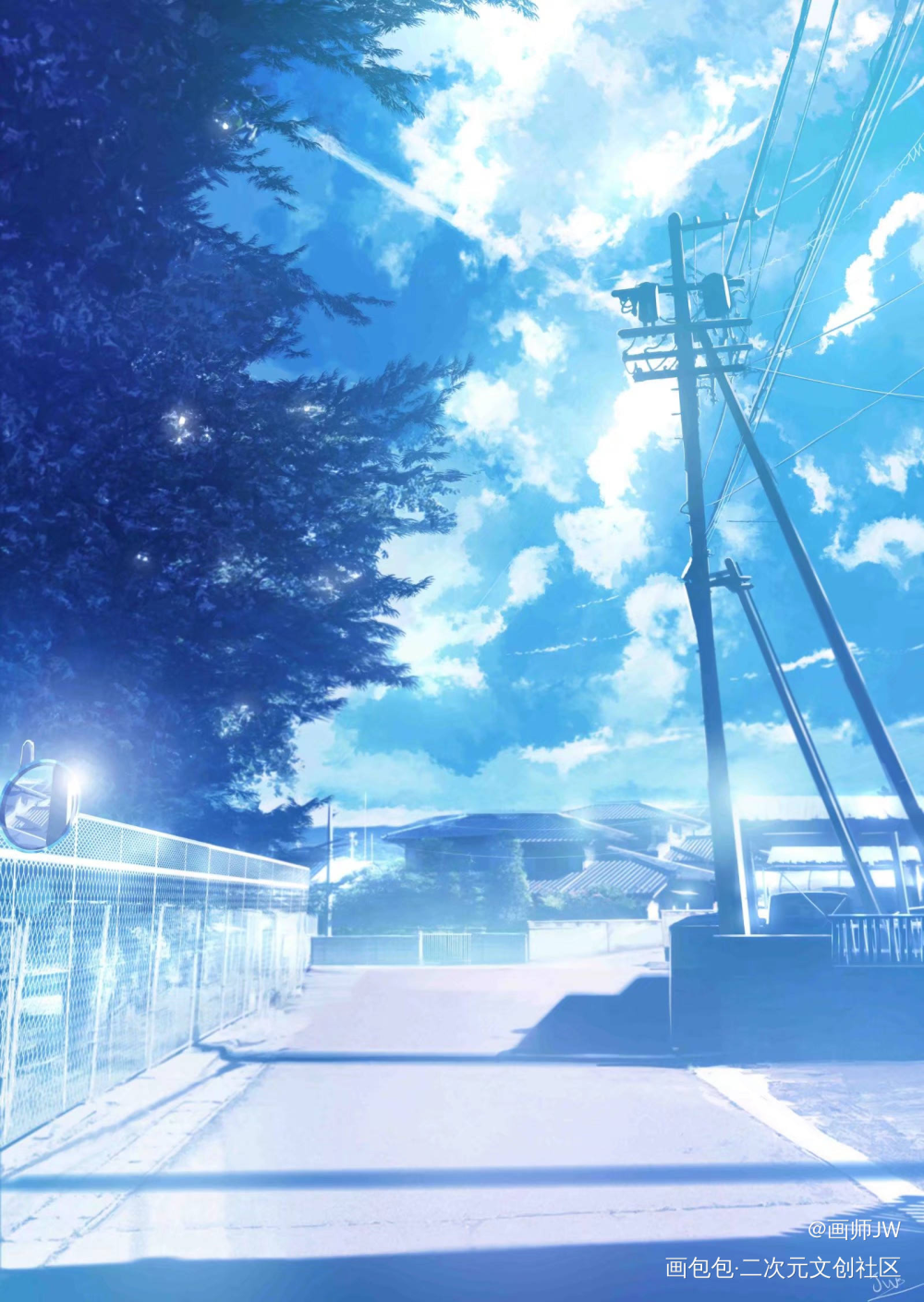 夏与晴空。_手绘厚涂日系插画板绘插画壁纸绘画原创绘画作品