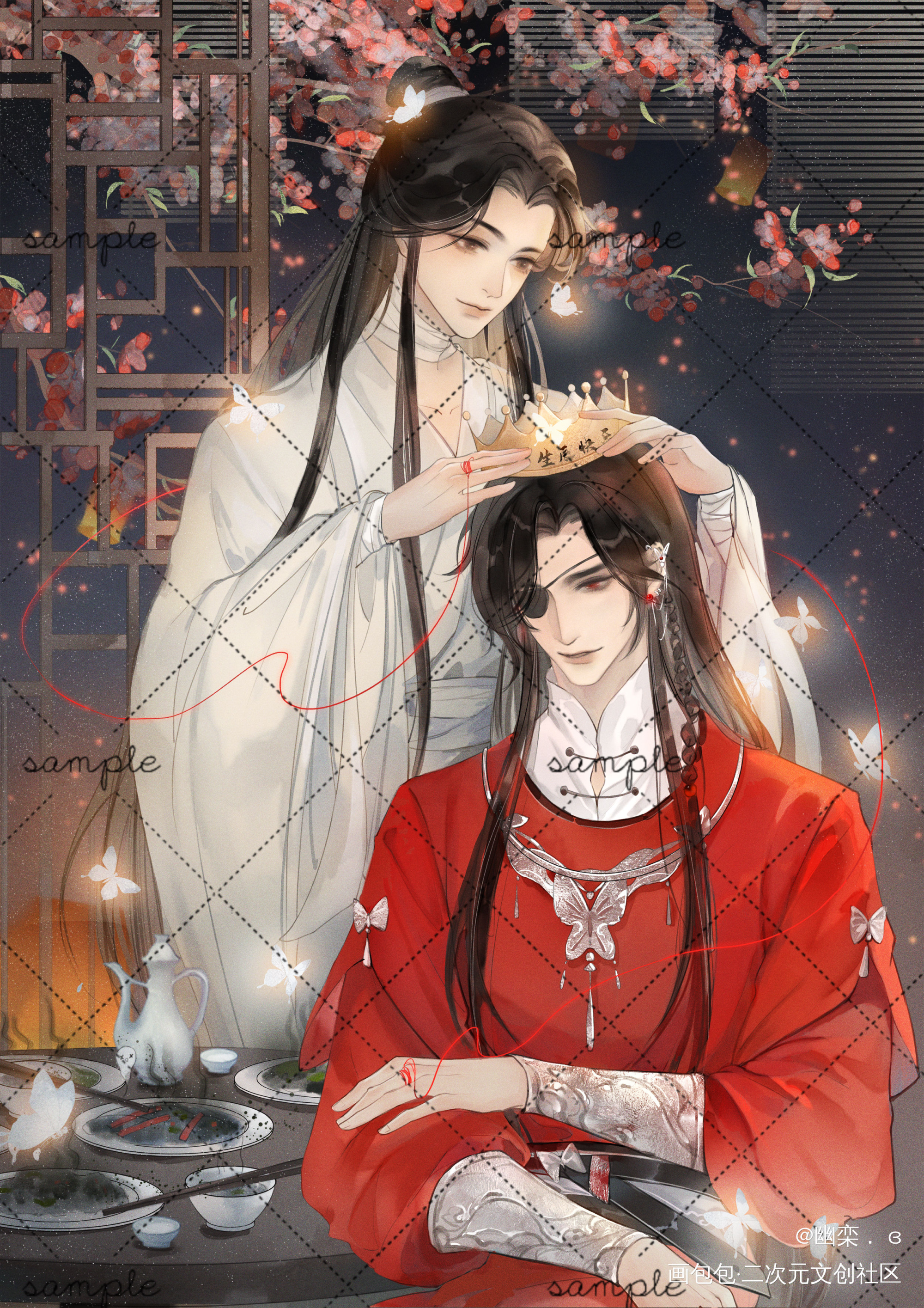 是之前花花生日的约稿。_天官赐福花怜绘画作品