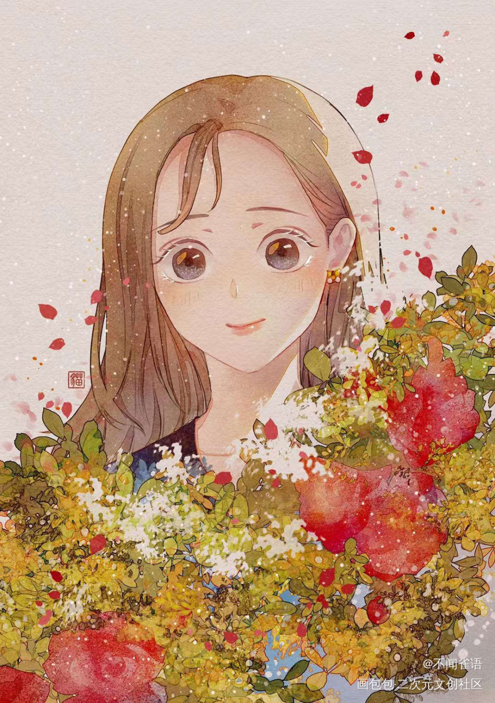 一个女孩头像_水彩板绘原创绘画作品