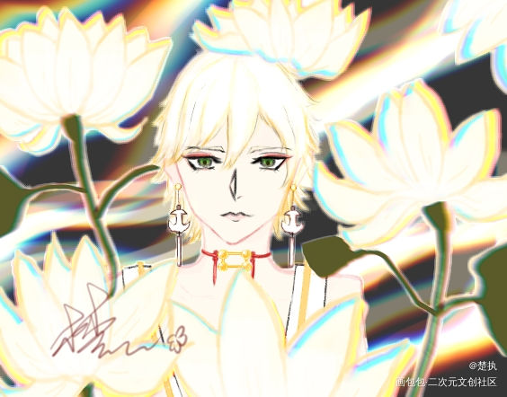 出淤泥而不染，濯清涟而不妖。_阴阳师平涂修帝帝释天绘画作品