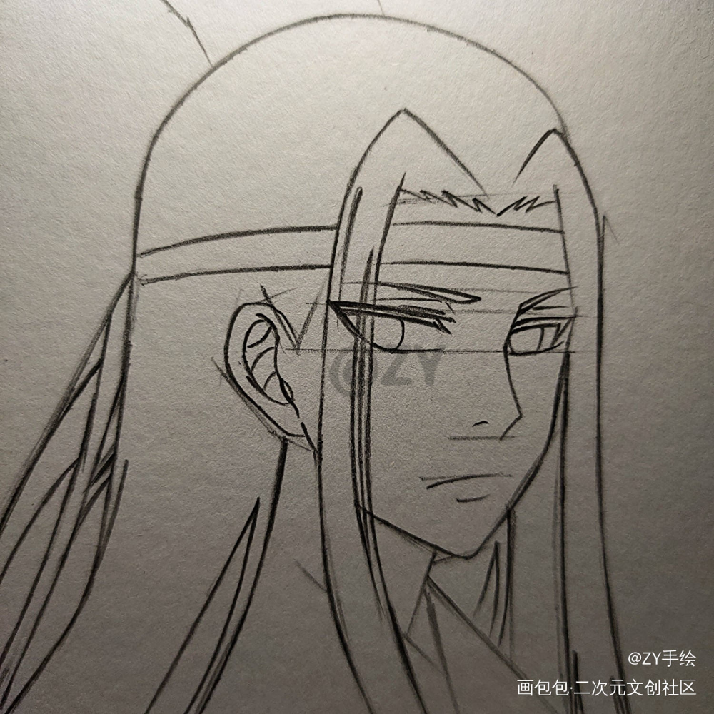 蓝忘机(临摹)_魔道祖师蓝忘机临摹手绘动漫头像绘画作品