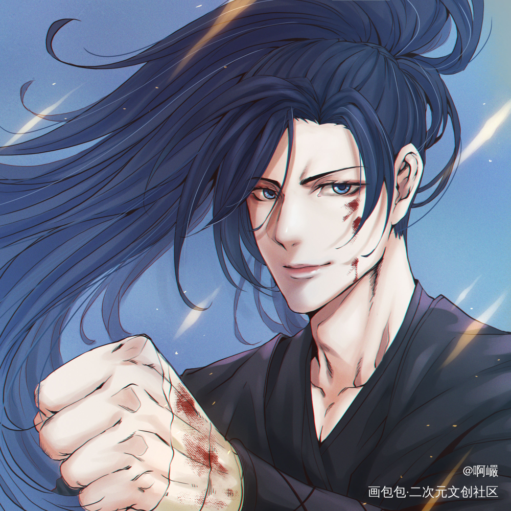 二哈的同人图！_二哈和他的白猫师尊燃晚绘画作品