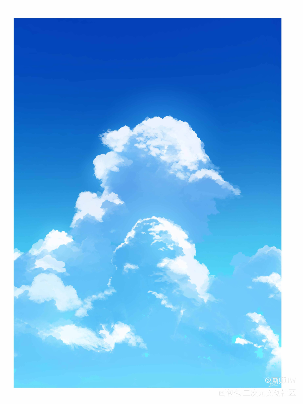 我喜欢云☁️。_手绘厚涂日系插画板绘插画壁纸绘画原创绘画作品