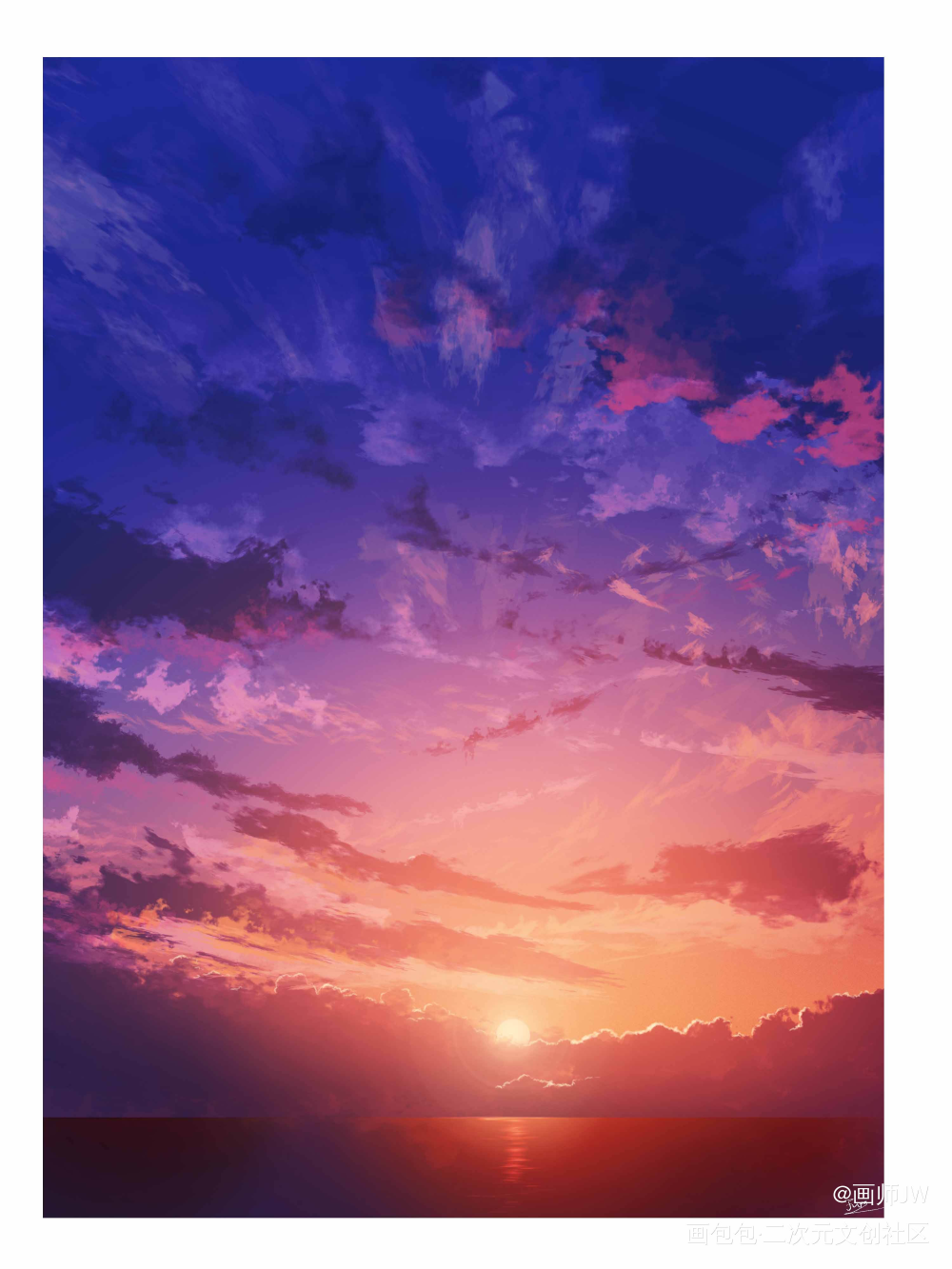 我喜欢云☁️。_手绘厚涂日系插画板绘插画壁纸绘画原创绘画作品