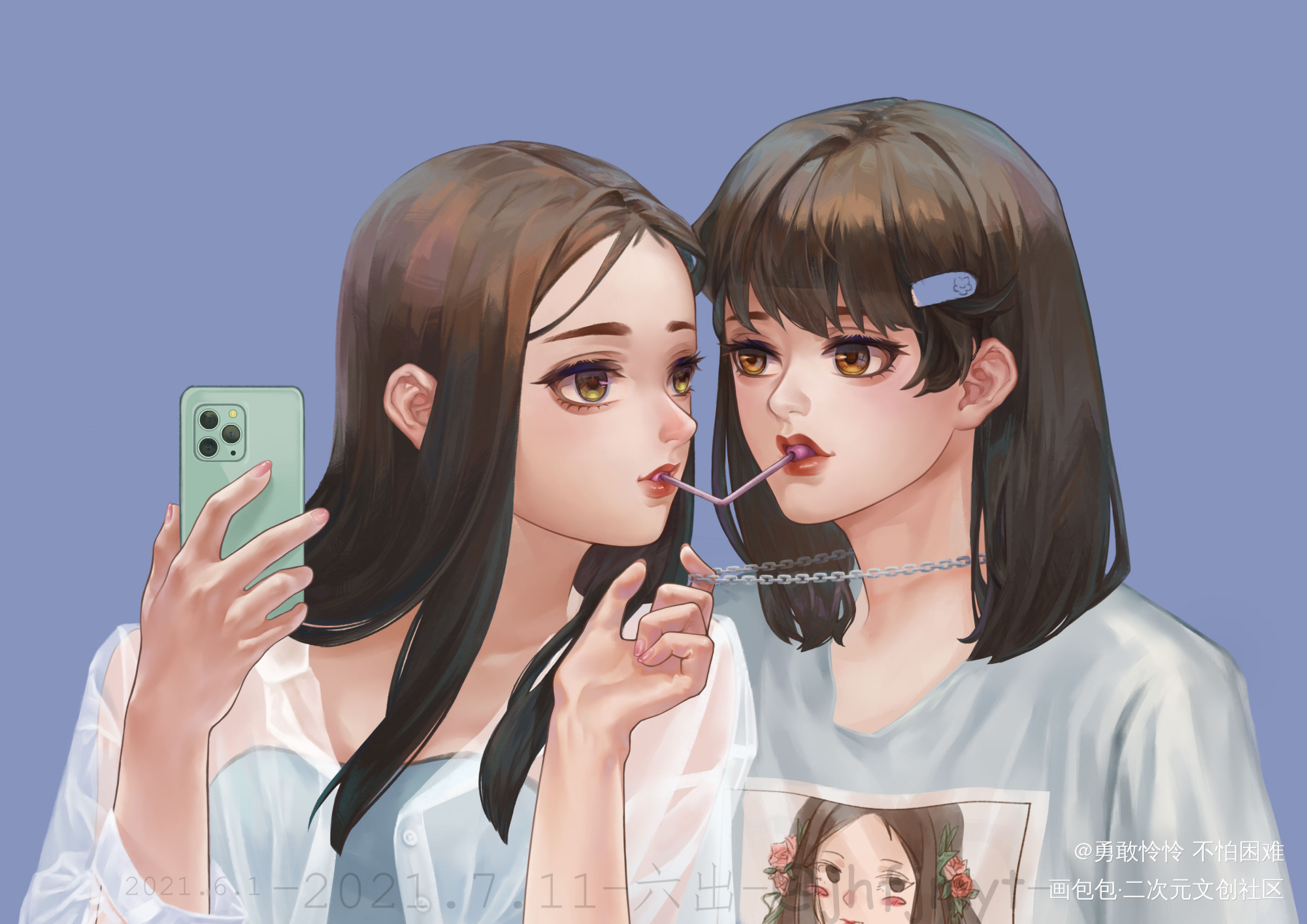 “来试一试我新买的棒棒糖！”_厚涂平涂绘画作品