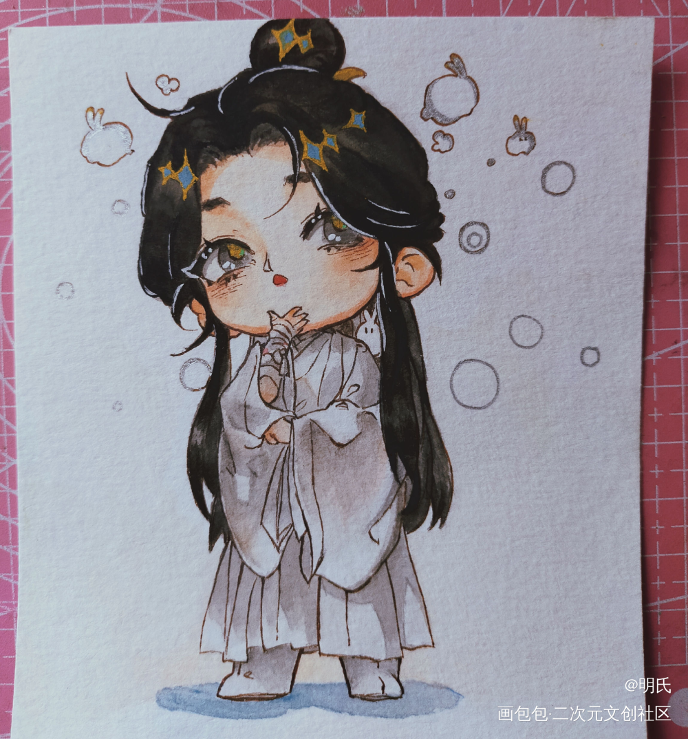 _天官赐福花怜手绘水彩绘画作品