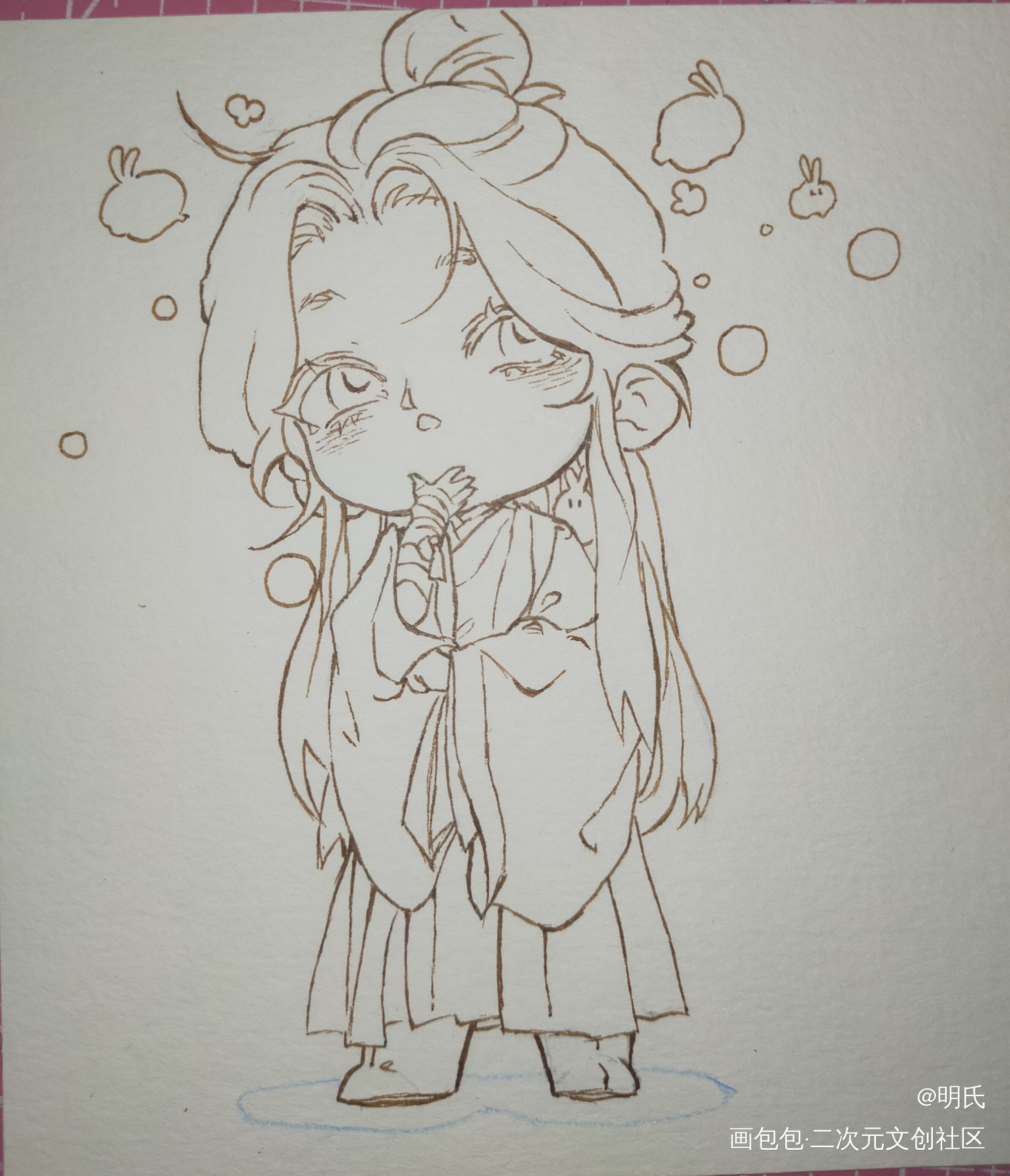 _天官赐福花怜手绘水彩绘画作品
