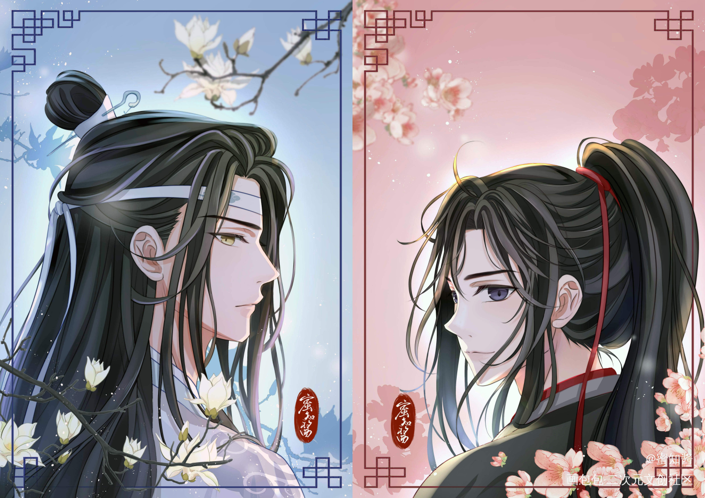 七夕活动做大透卡用_魔道祖师忘羡蓝忘机魏无羡平涂日系Q版我要上首推插画同人绘画作品