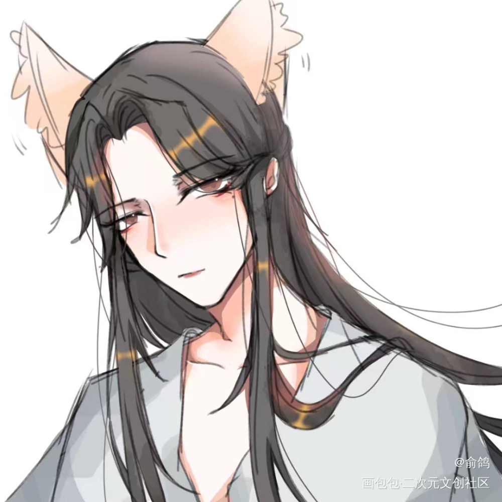 猫猫歪头_二哈和他的白猫师尊燃晚楚晚宁平涂绘画作品