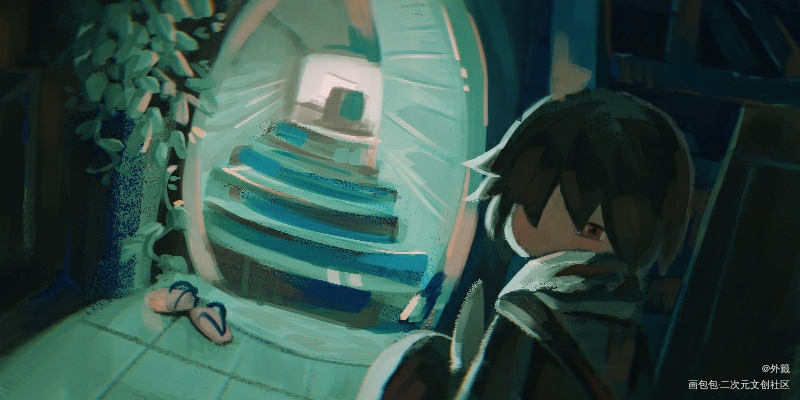 混沌摸鱼_厚涂画画摸鱼绘画绘画作品