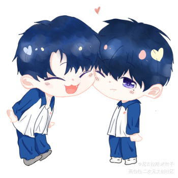 百年好合_伪装学渣朝俞q版同人摸鱼绘画作品