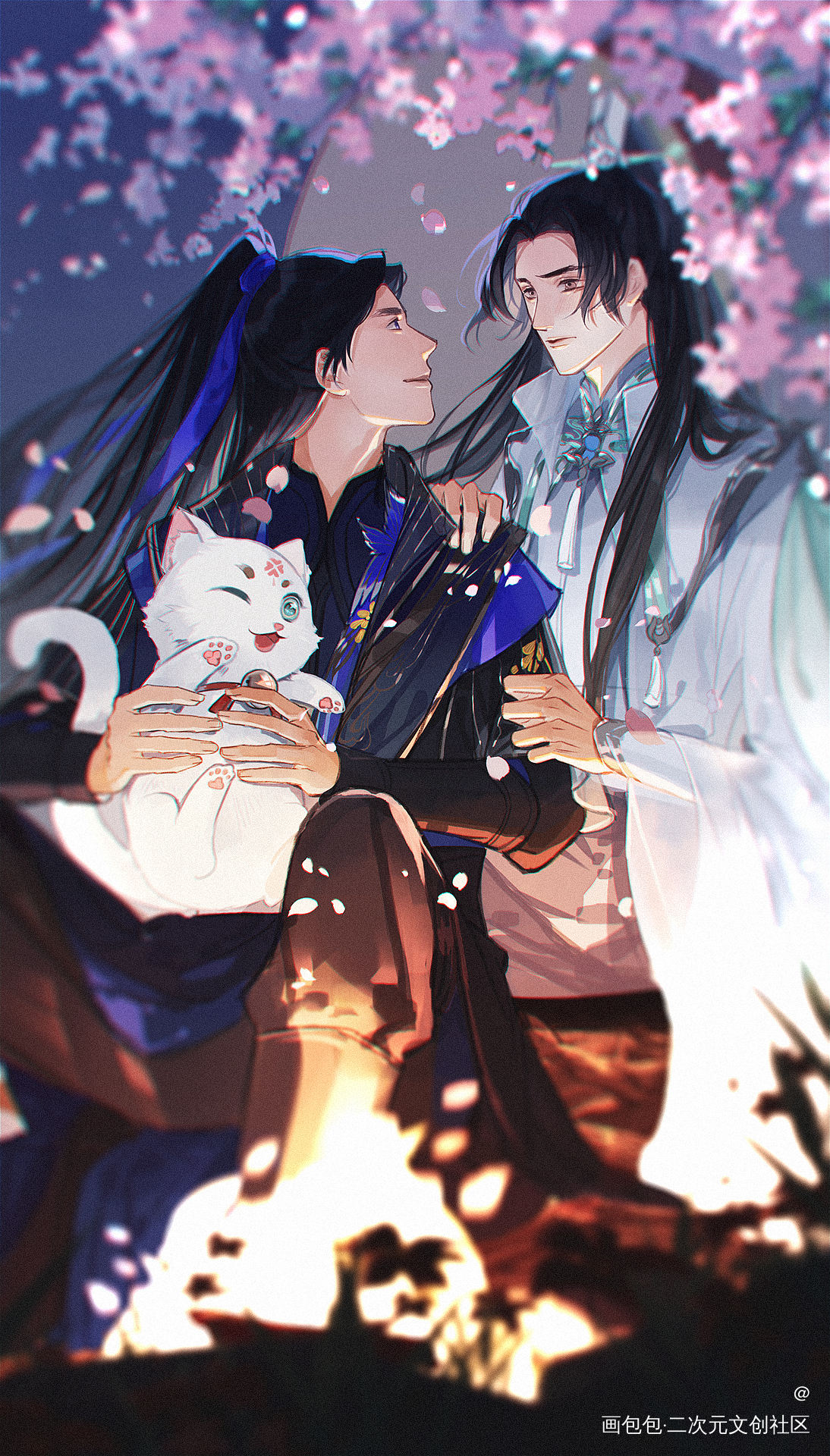 ( •̀ ω •́ )y_二哈和他的白猫师尊燃晚墨燃楚晚宁平涂同人绘画作品