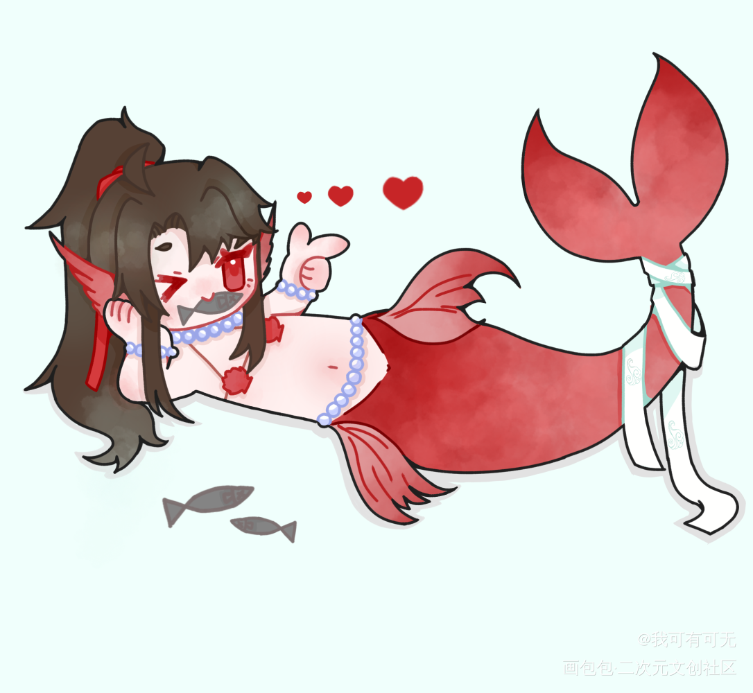 鱼鱼羡呀，鱼鱼羡_魔道祖师魏无羡Q版绘画作品