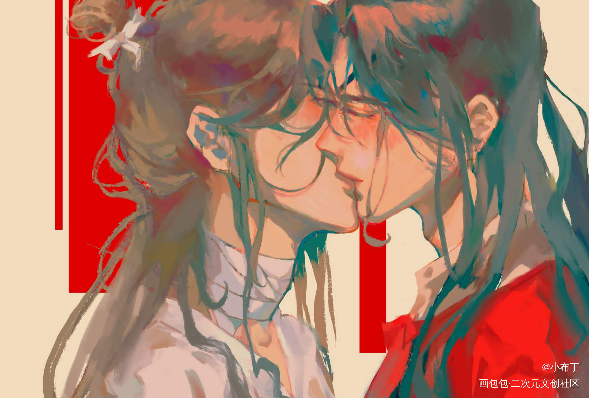 花怜亲亲_天官赐福花怜绘画作品