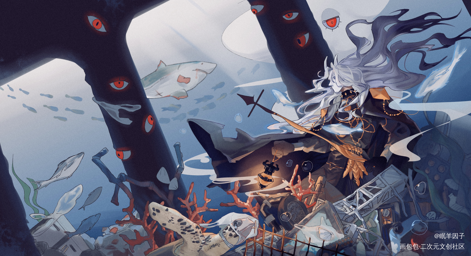 -深蓝之下-_厚涂平涂插画我要上首页绘画作品