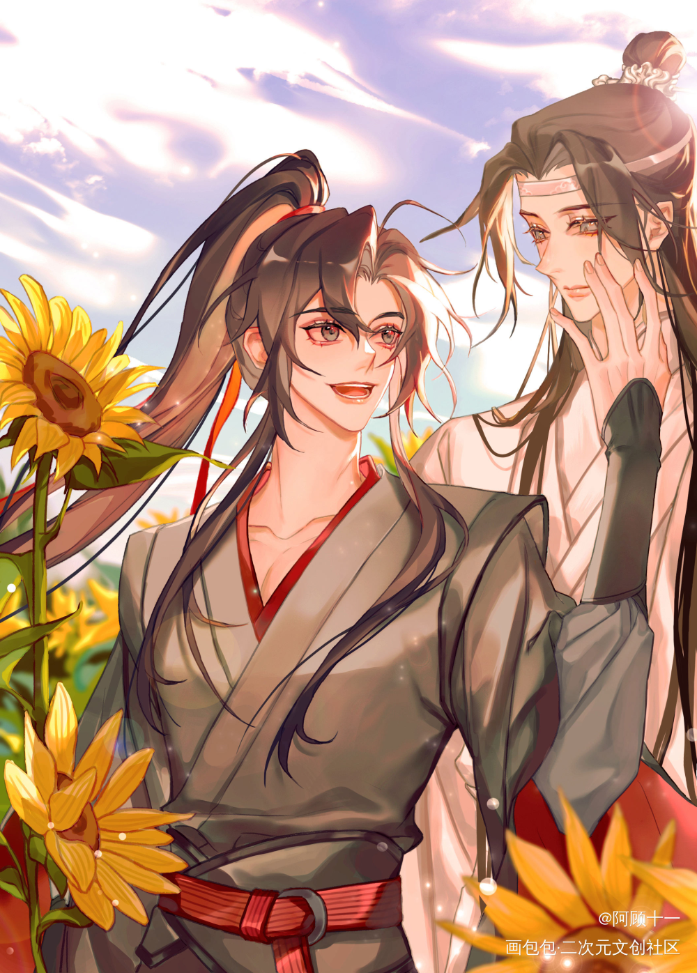 小太阳_魔道祖师忘羡蓝忘机魏无羡平涂日系绘画作品