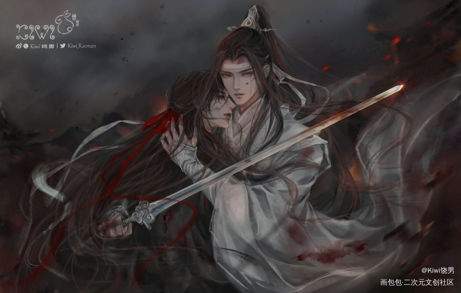 《不夜天》_魔道祖师忘羡蓝忘机魏无羡绘画作品