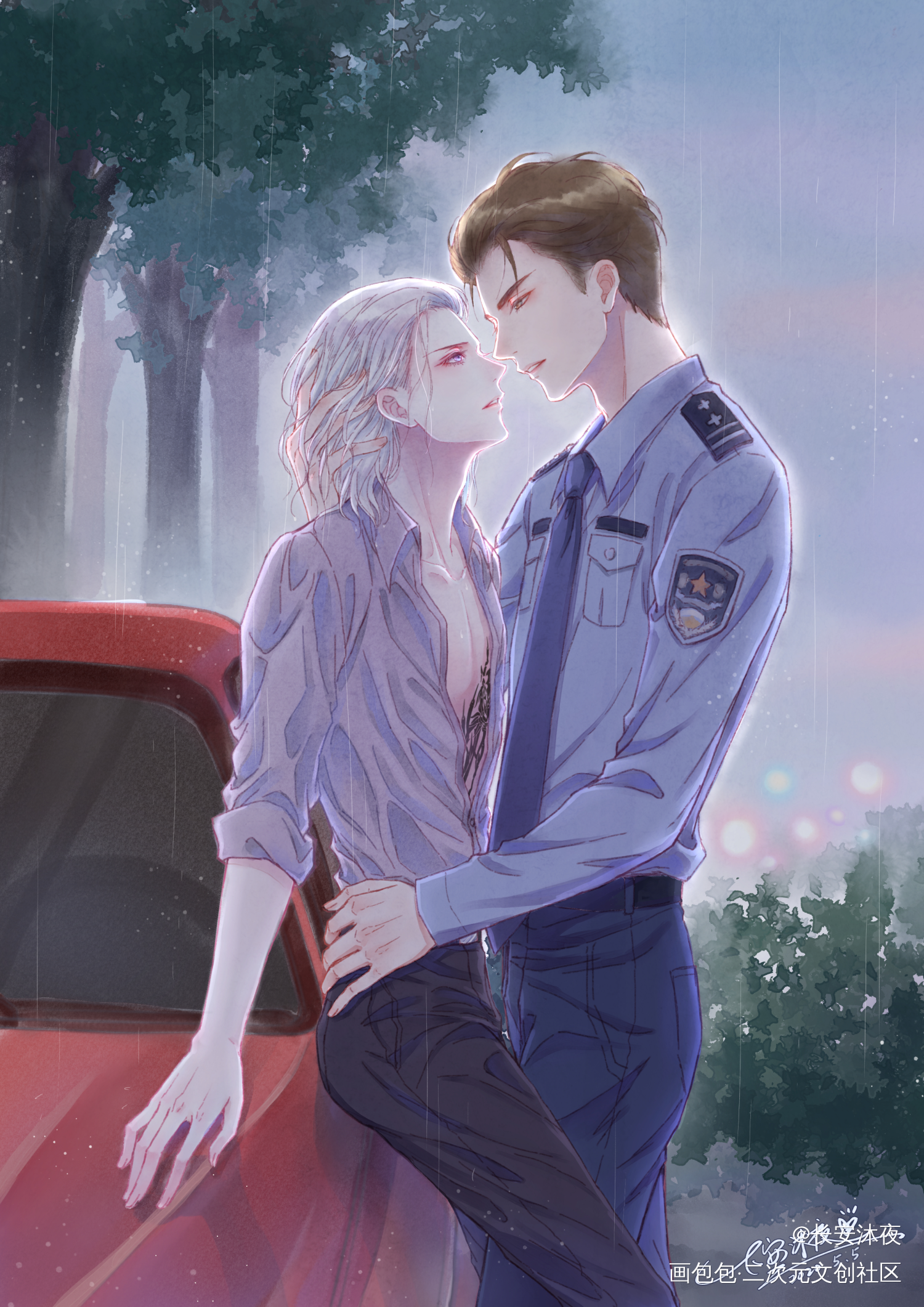 【舟渡】西岭雨中人_默读绘画作品