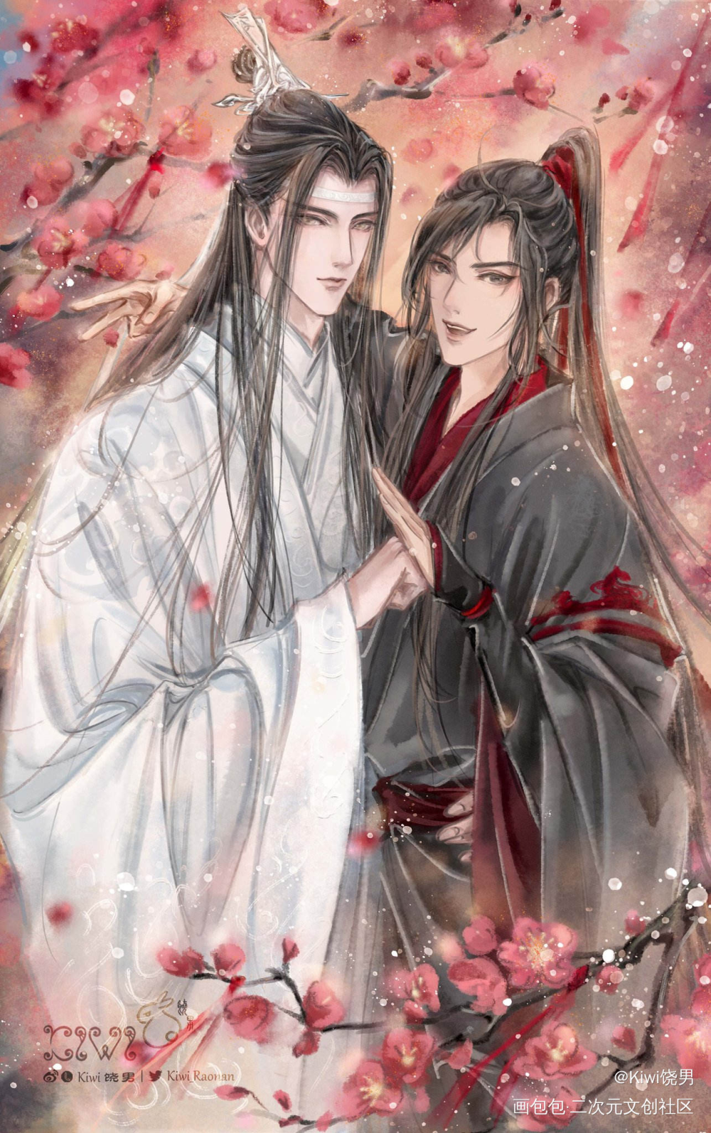 《忘羡》新年贺图_魔道祖师忘羡蓝忘机魏无羡绘画作品