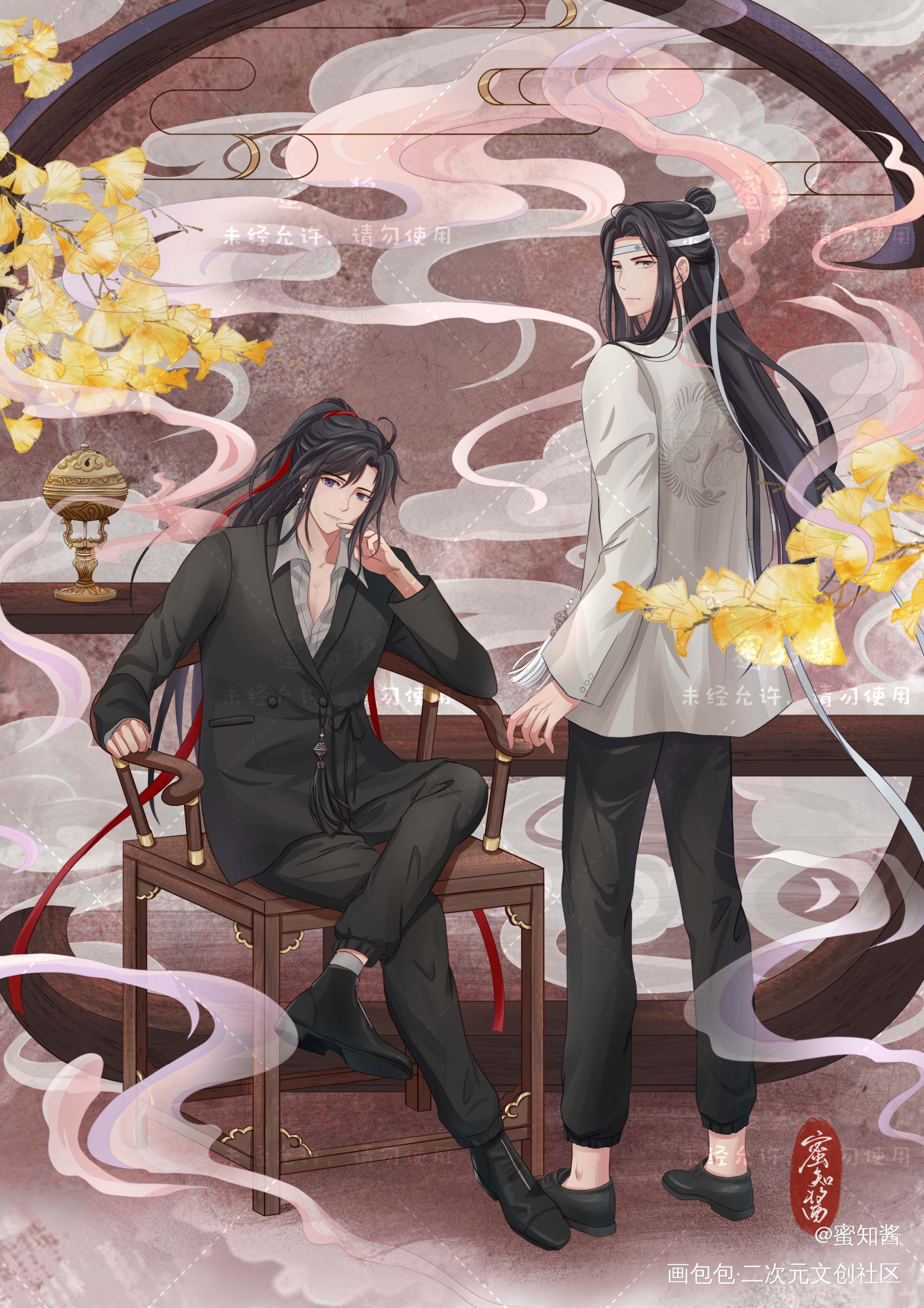 现pa忘羡_魔道祖师忘羡蓝忘机魏无羡立绘平涂日系我要上首推插画同人绘画作品