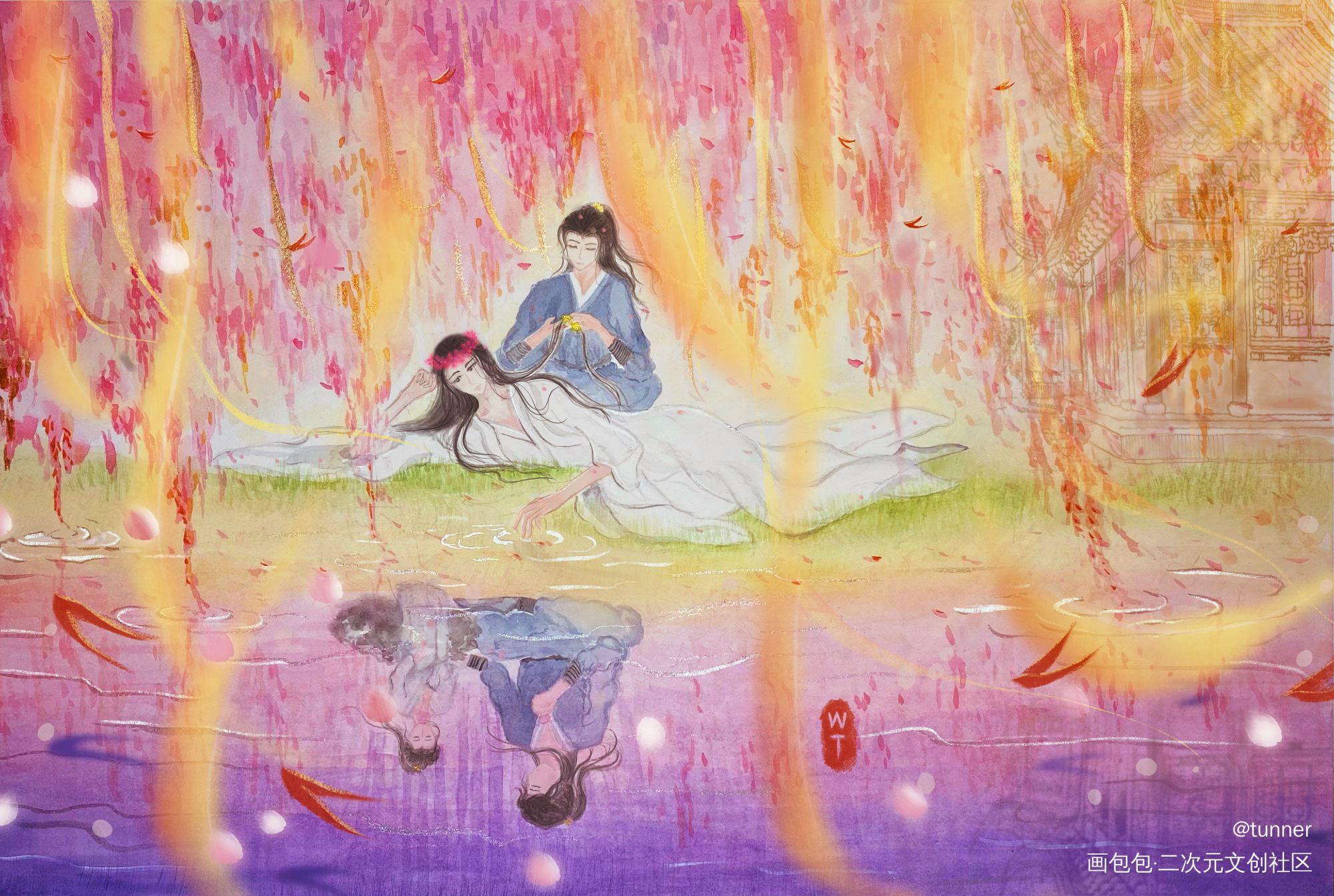 贺生图_二哈和他的白猫师尊燃晚墨燃楚晚宁手绘古风水彩平涂绘画作品