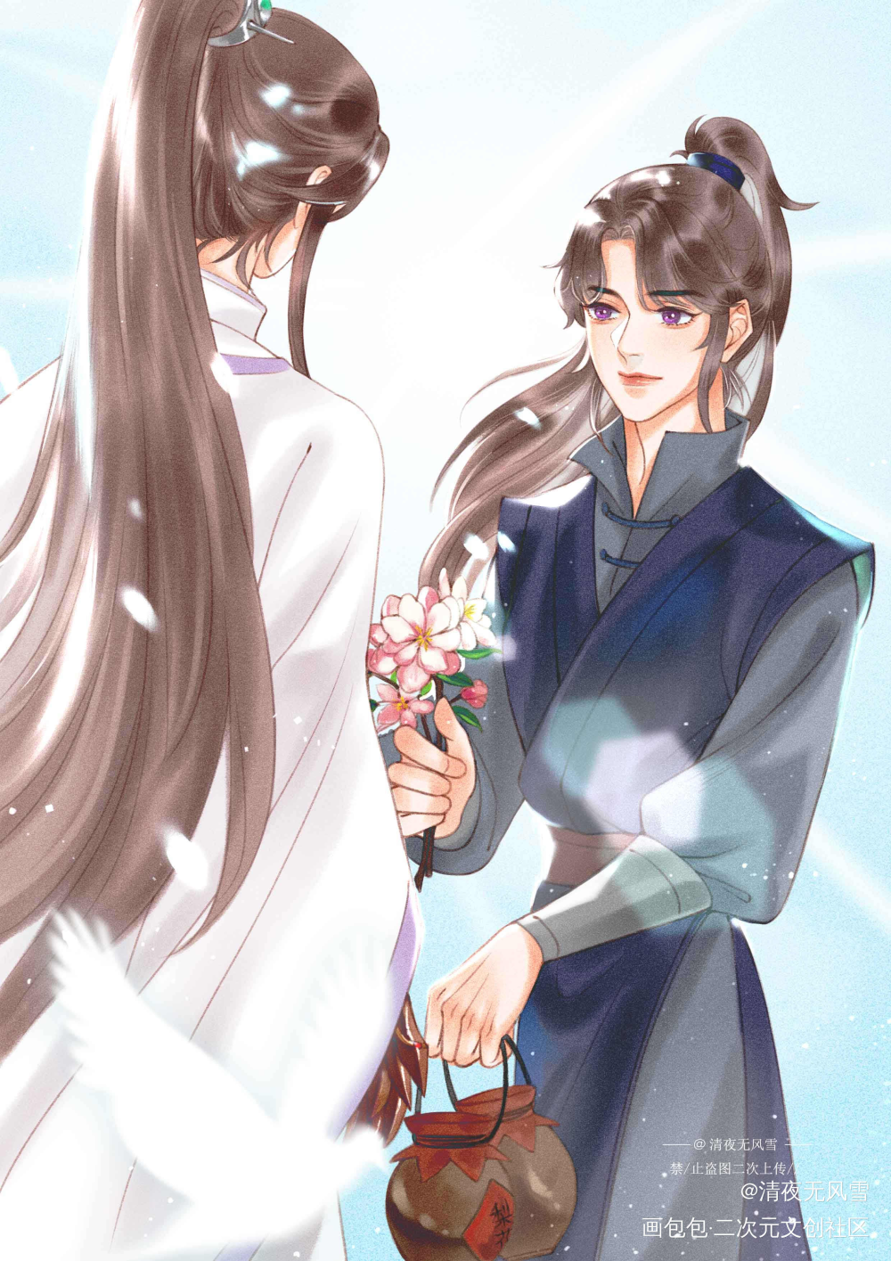赠花_二哈和他的白猫师尊燃晚墨燃楚晚宁古风平涂绘画作品