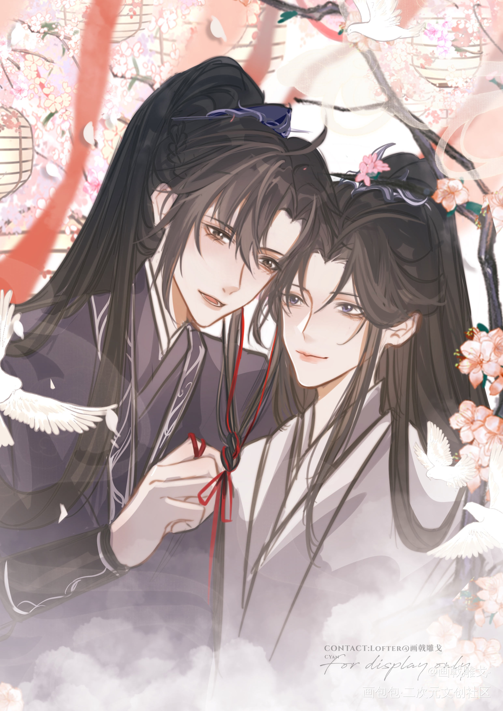 结发_二哈和他的白猫师尊燃晚古风绘画作品