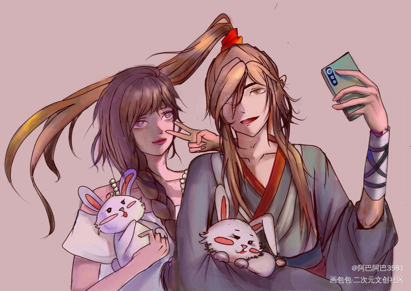 无偿约的稿_魔道祖师魏无羡手绘平涂合拍墨香铜臭约稿绘画作品