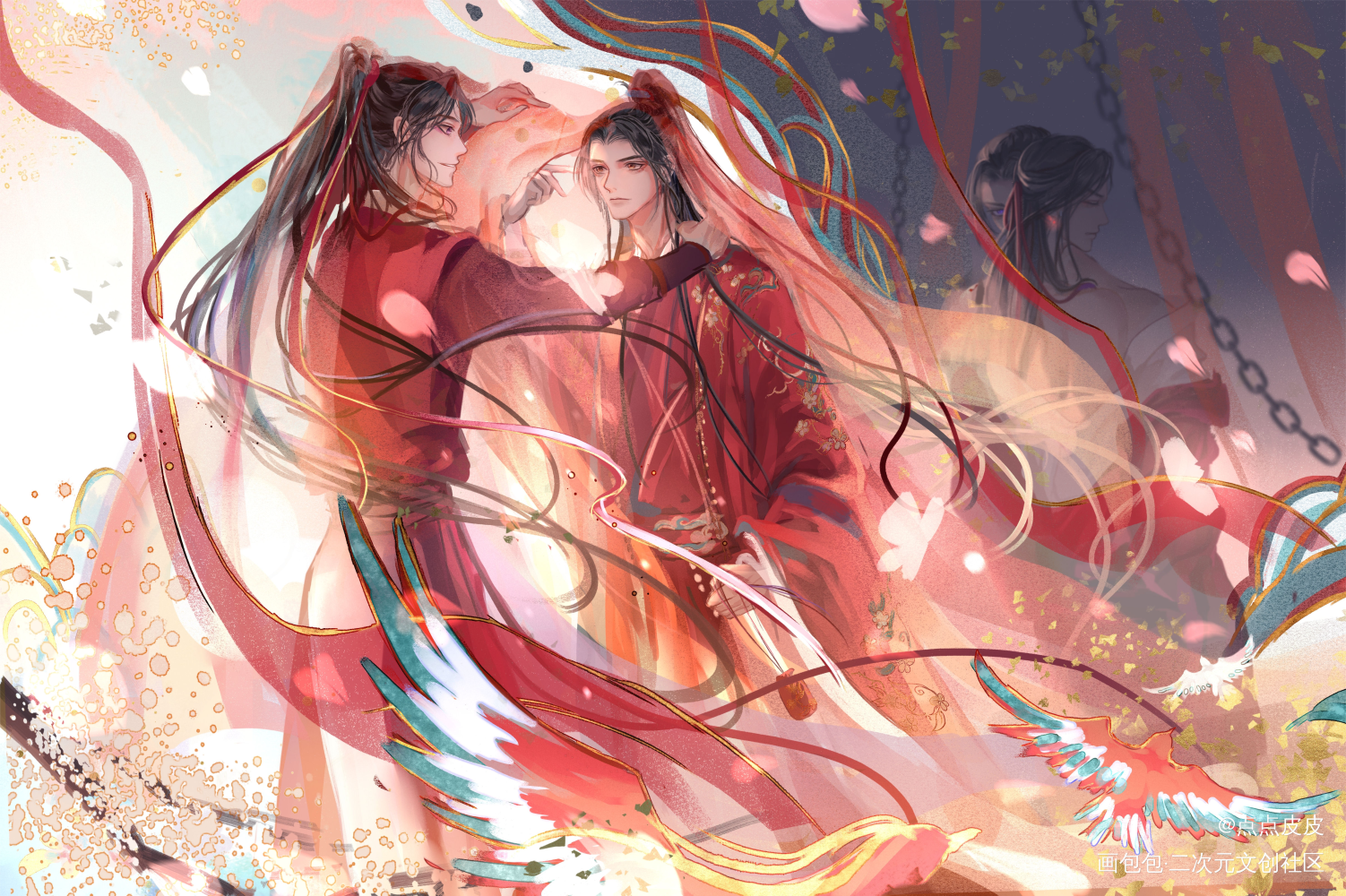 生贺_二哈和他的白猫师尊燃晚绘画作品