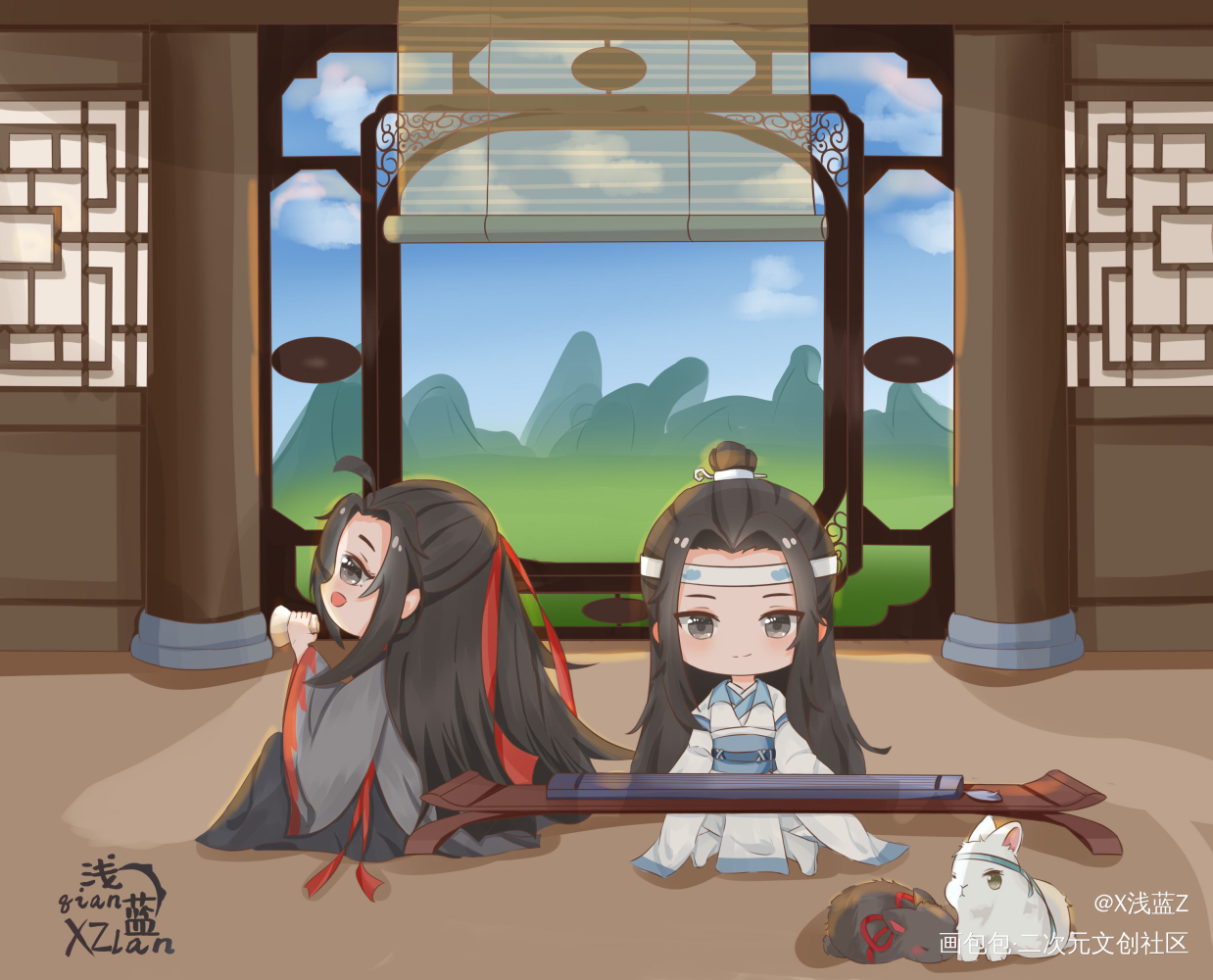 岁月静好_魔道祖师忘羡Q版绘画作品