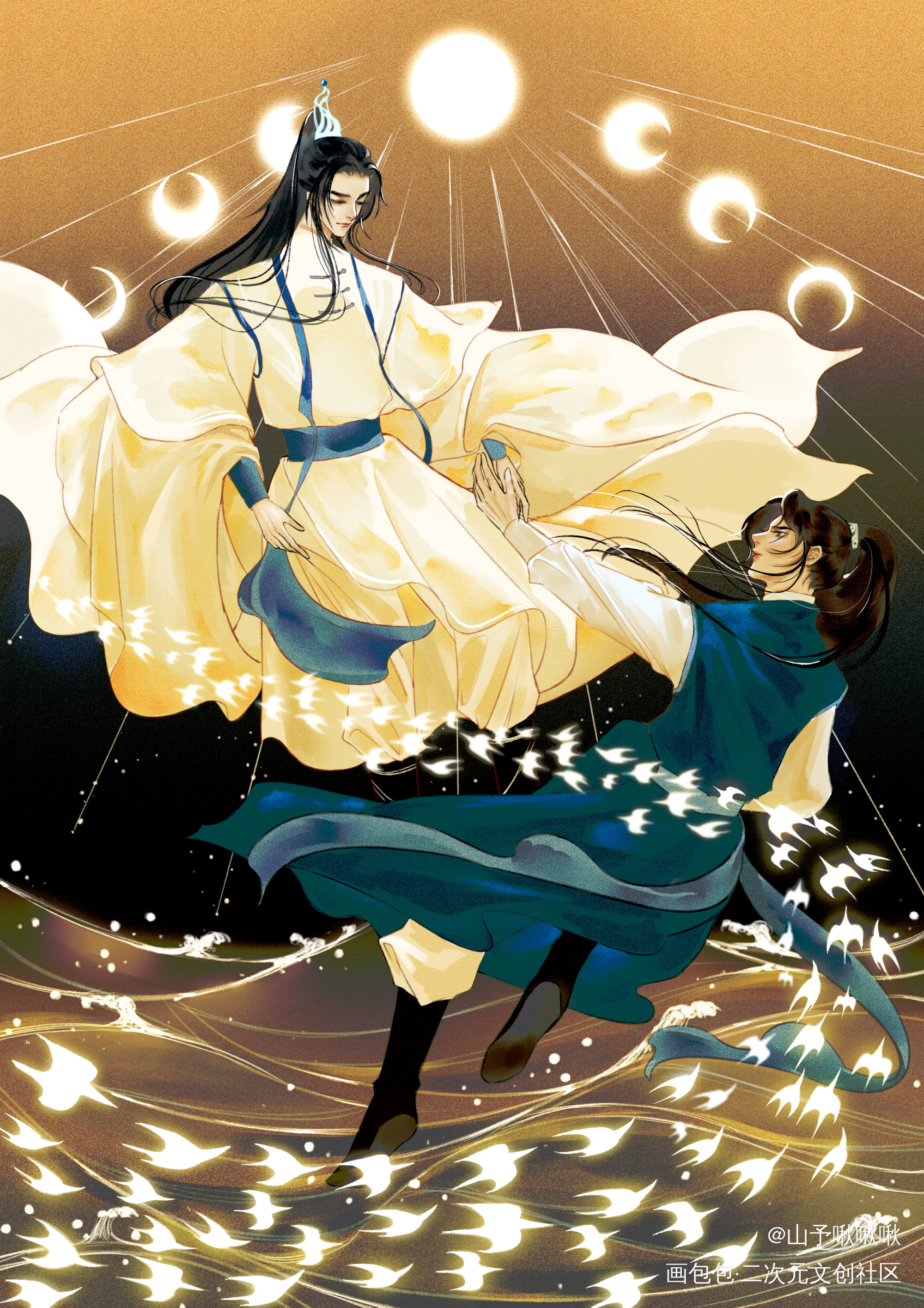 _二哈和他的白猫师尊燃晚墨燃楚晚宁古风绘画作品