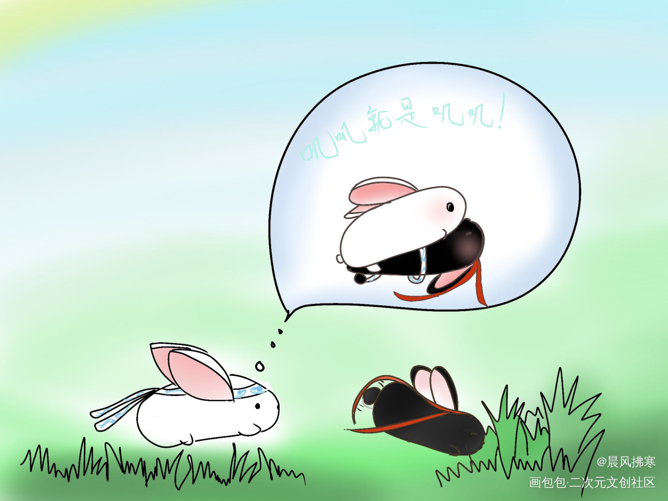 两只兔叽_魔道祖师忘羡我要上首推同人绘画绘画作品