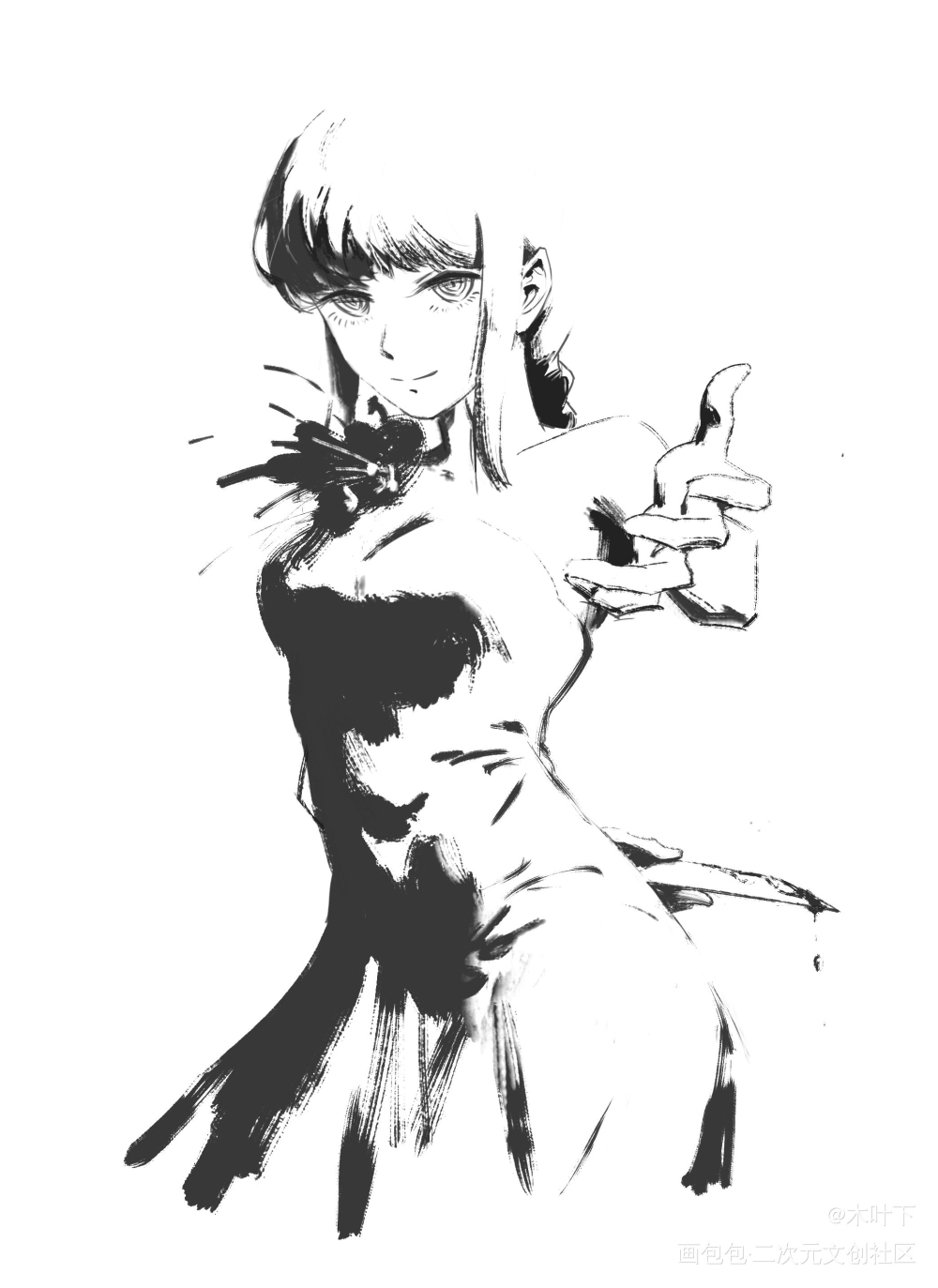 shall we dance？_电锯人玛奇玛平涂绘画作品