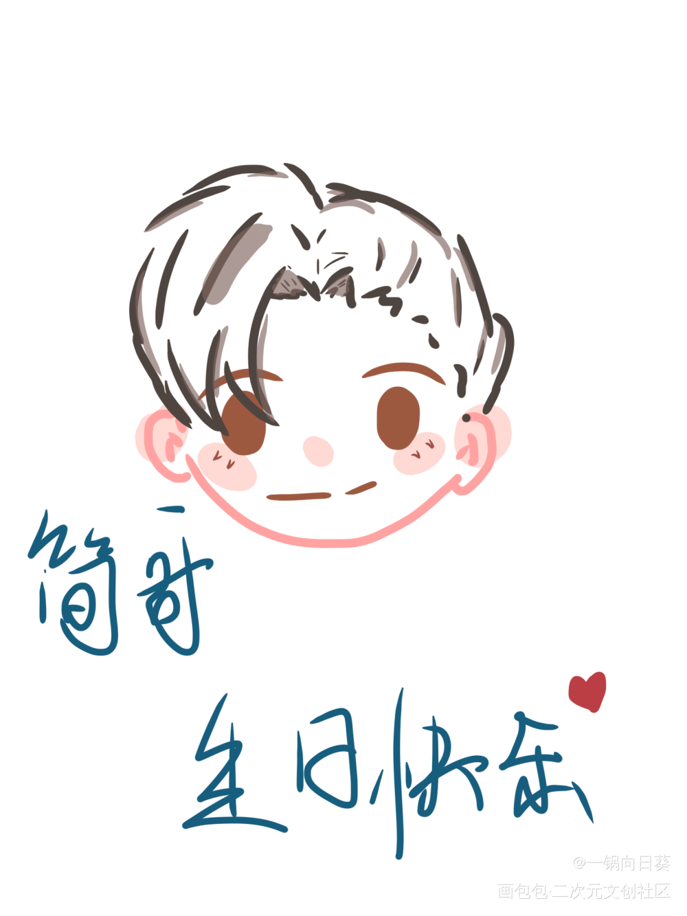 简哥，生日快乐_你却爱着一个傻逼简隋英摸鱼绘画作品