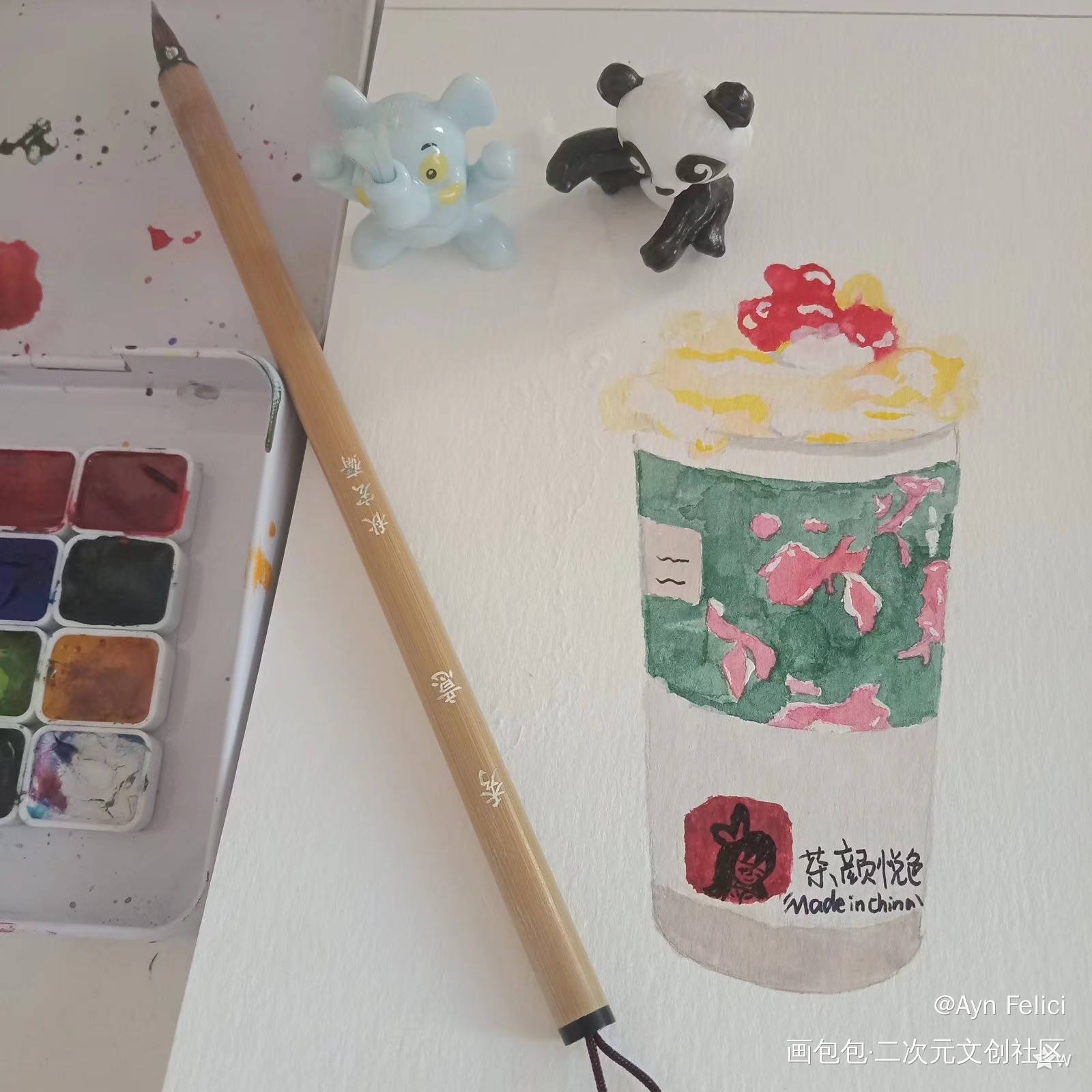 水彩饮品_手绘水彩绘画作品