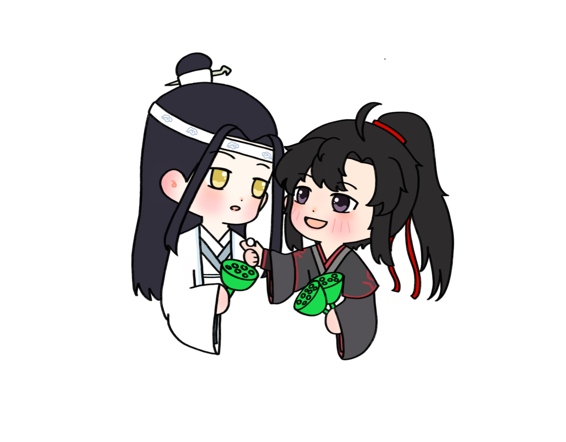 吃莲蓬_魔道祖师忘羡蓝忘机魏无羡墨香铜臭绘画绘画作品