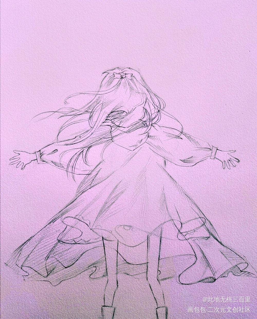 背影_手绘绘画作品