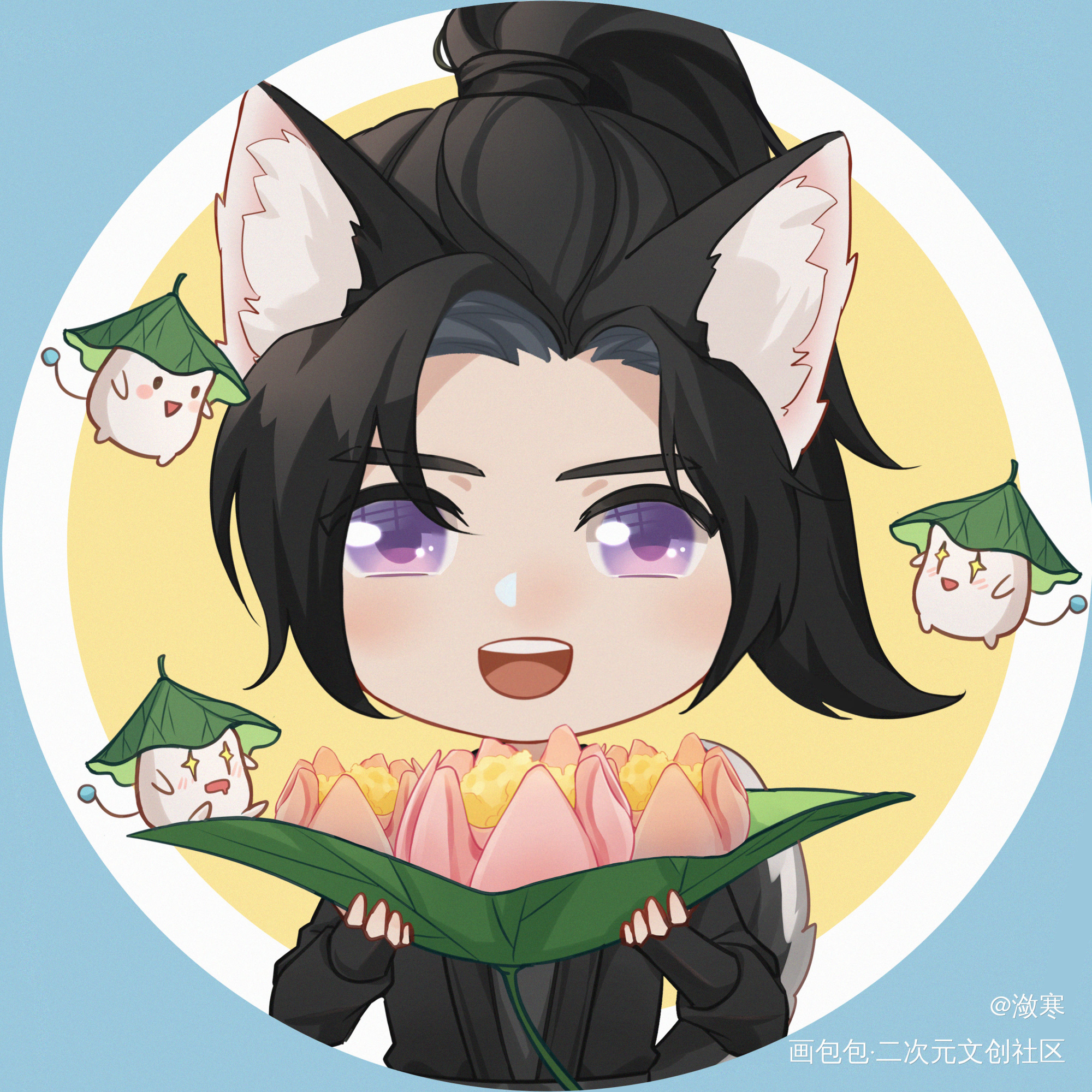 七夕情头_二哈和他的白猫师尊燃晚墨燃楚晚宁Q版我要上首推头像同人绘画作品
