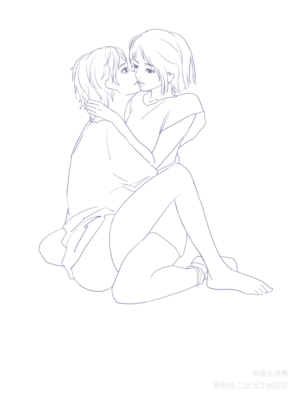 俺家oc贴贴_七夕绘画作品