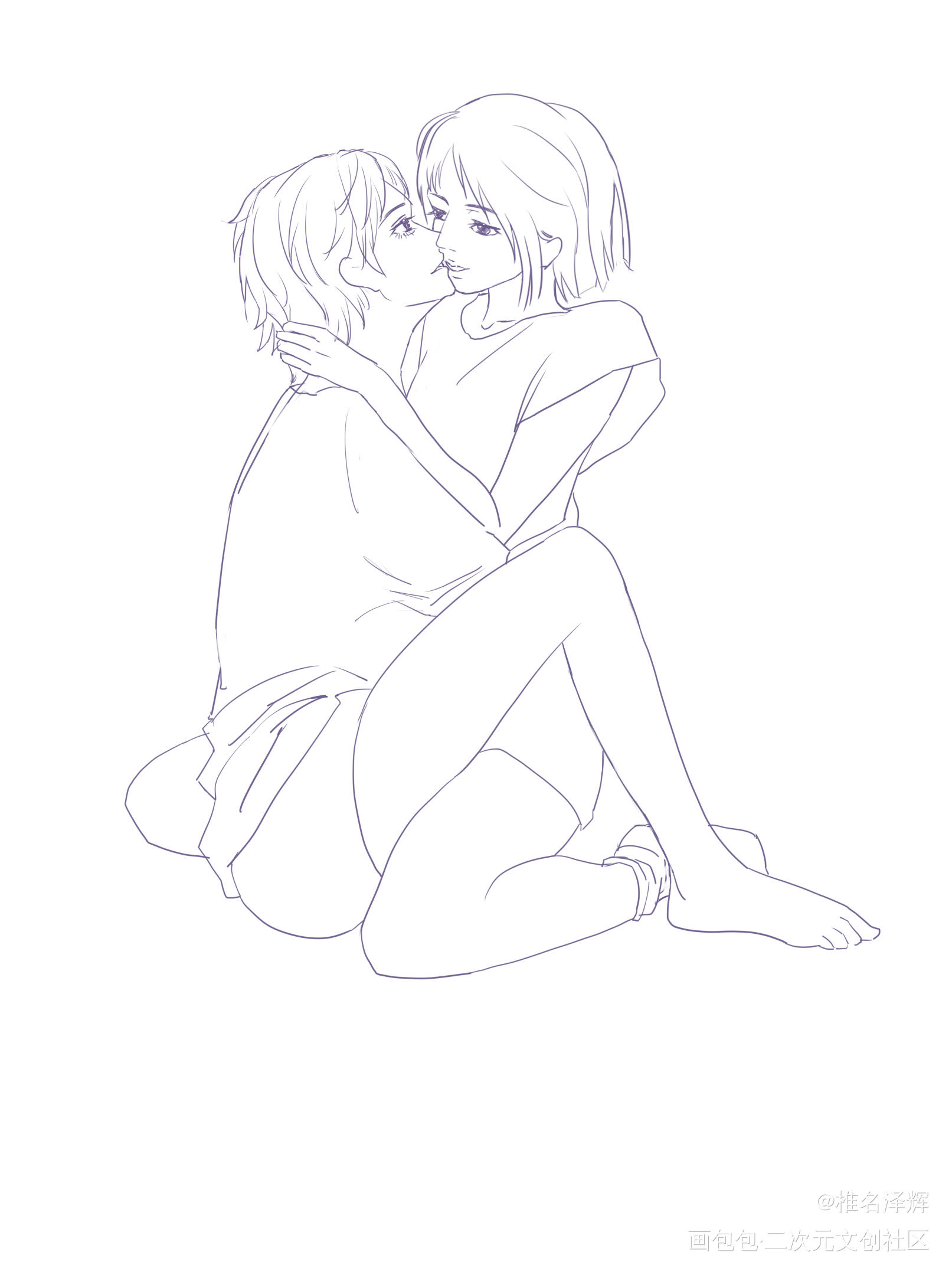 俺家oc贴贴_七夕绘画作品