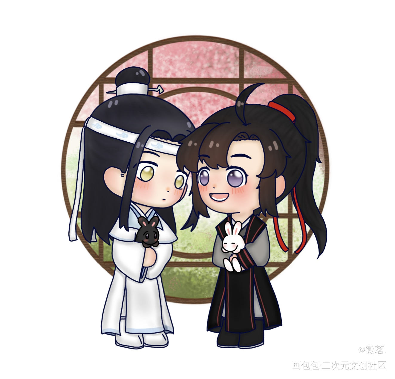 七夕节到了送兔子_魔道祖师忘羡蓝忘机魏无羡Q版墨香铜臭绘画绘画作品