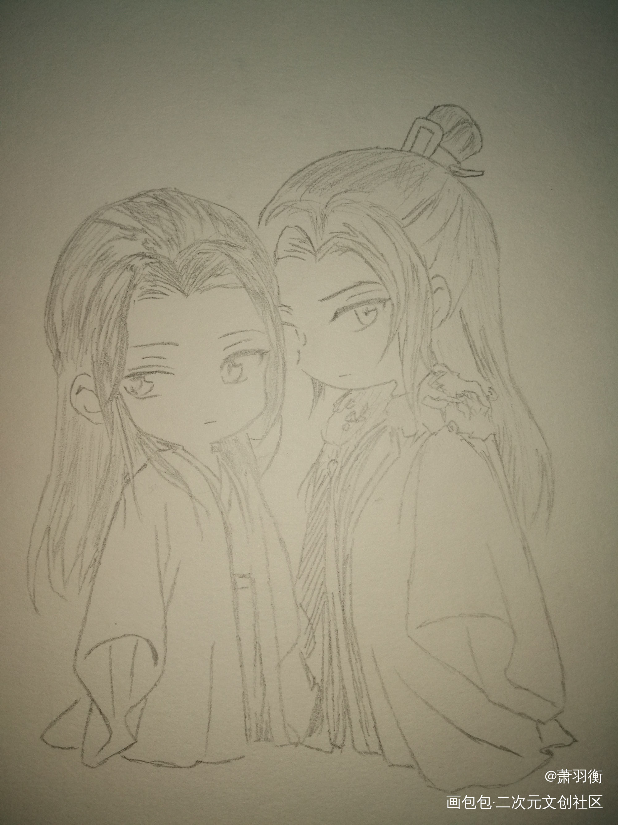 临摹日天太太的燃晚_二哈和他的白猫师尊燃晚Q版临摹绘画作品