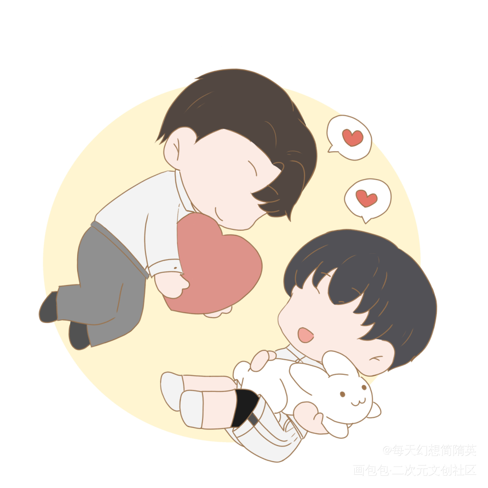 李简七夕（未完成）_188男团李简简隋英Q版绘画作品