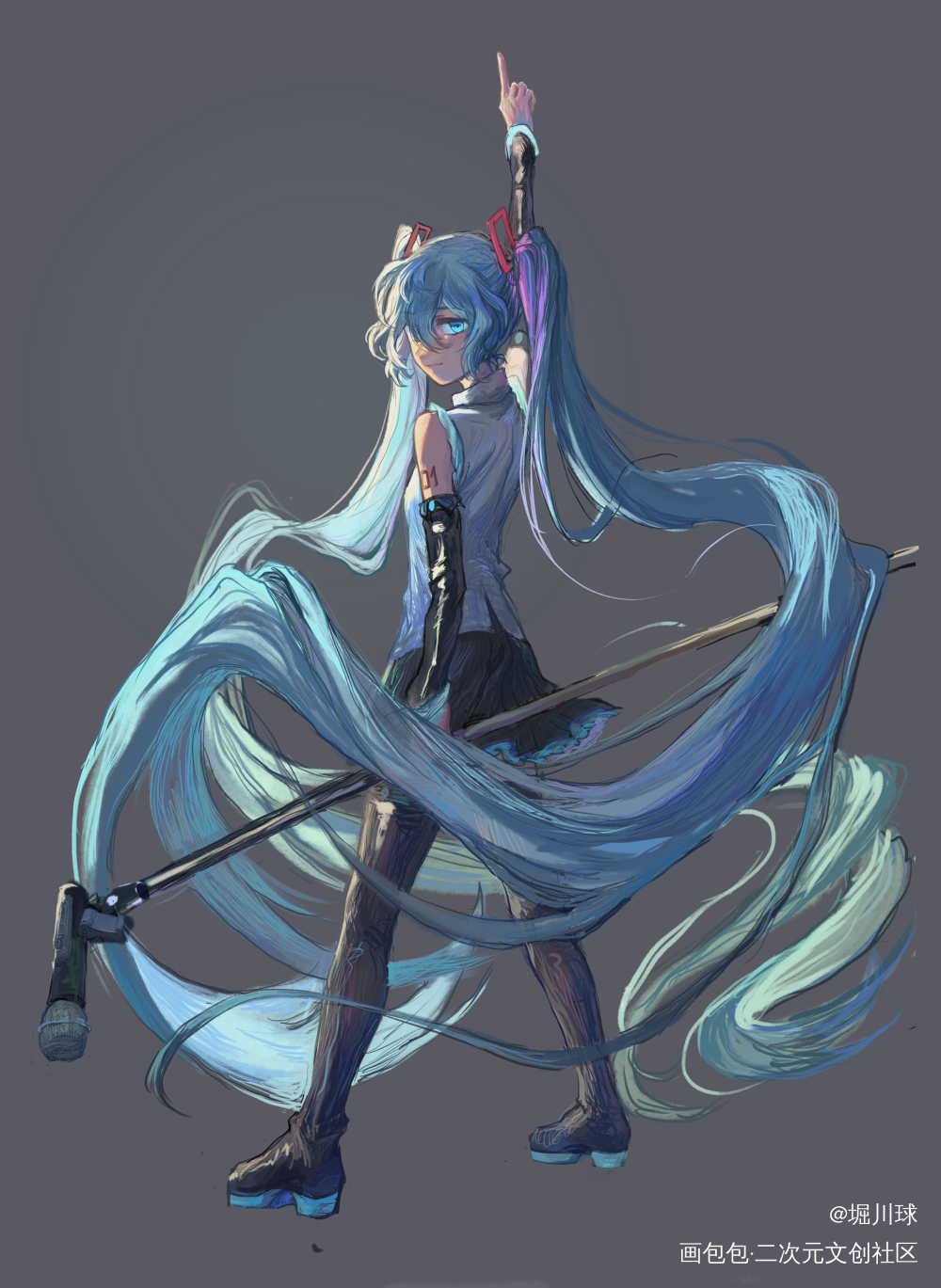 进行一个米库的发_初音未来绘画作品