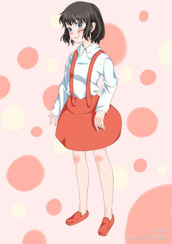 樱桃小丸子_樱桃小丸子平涂插画同人原创插画板绘插画约稿原创绘画作品